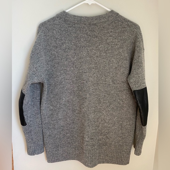 Madewell Lambs Wool with Leather Trim Button Up Grey Cardigan Small - Picture 5 of 14